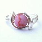Silver Pink Matrix Jasper Gemstone Ring Custom..