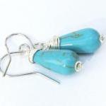 Simple Silver And Turquoise Earrings