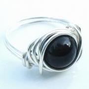 Swarovski Pearl Ring in Black and Silver