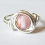 Silver and Pink Jasper Ring