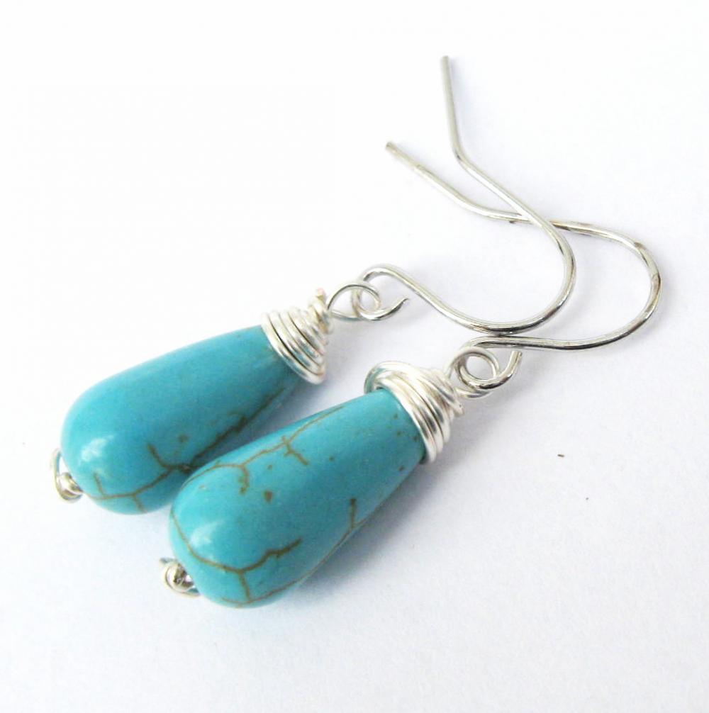 Simple Silver And Turquoise Earrings